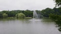 One of the largest city parks in Europe. Silesian Park, Chorzow, Poland. fountian