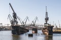 One of the largest Polish shipyards, located in Gdask on the left bank of the Martwa Wisa and Ostrow in Poland Royalty Free Stock Photo