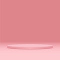 One layer big size pink round pedestal podium that rounded edges.Happy love valentines day festival concept.3D illustration