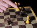 One Left Male Hand Playing Chess Royalty Free Stock Photo
