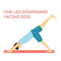 One leg downward facing dog yoga pose. Fitness exercise Royalty Free Stock Photo