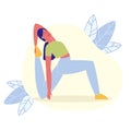 One Leg King Pigeon Pose Flat Vector Illustration