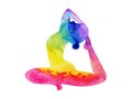 One legged king pigeon pose yoga, 7 color chakra watercolor painting Royalty Free Stock Photo