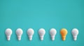 One light bulb outstanding,glowing different.business creativity