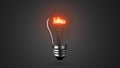 Lighting bulb lamp idea words on black background, 3D rendering Royalty Free Stock Photo