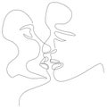 One line drawing two faces in love Royalty Free Stock Photo