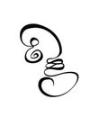 One Line Abstract Calligraphy Swirl. Beauty Flourish Sketch