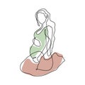 One line abstract pregnant woman art Royalty Free Stock Photo