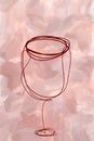 one line abstract red wine glass on minimalist watercolor gouache paint brush texture background