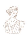 One line Ancient Greek goddess statue.