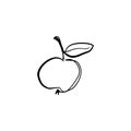 One line apple stylish drawing. Silhouette continuous line fruit, vector EPS Illustrator art Royalty Free Stock Photo