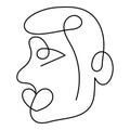 One Line Art Face Man, Modern Contemporary Minimalist Abstract Man Portrait. Continuous One Line Drawing Faces