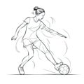 One Line Art of Football Player Kicking Ball Perfect for Sports Posters and Web Design. Royalty Free Stock Photo