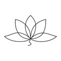 One line art lotus flower. Hand drawn yoga concept symbol icon. Continuous line vector illustration of water lilly Royalty Free Stock Photo