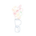 One line assorted citrus fruit set for smoothies in blender. Healthy detox food.