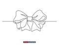 Continuous line drawing of decorative ribbon bow. Vector illustration.