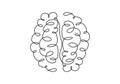 One line brain design silhouette. Brain implants. Neural implants. Human brain creativity hand drawn minimalism style vector Royalty Free Stock Photo