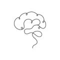 One line brain design silhouette.Logo design. Hand drawn minimalism style Royalty Free Stock Photo