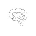 One line brain design silhouette.Logo design. Hand drawn minimalism style Royalty Free Stock Photo