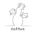 One line cactus in the form of cats.