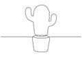 One line cactus plant vector illustration. Minimalism hand drawn sketch botanical drawing