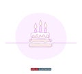 Continuous line drawing of celebratory cake. Vector illustration. Royalty Free Stock Photo