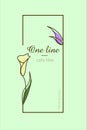 One line calla-lilie, and a purple butterfly