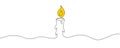 one line, candle vector, melted candle vector graphic with color background element