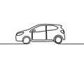 One line cars design silhouette. Smart car with roof. Luxury car. Continuous line graphic. Vector illustration