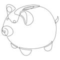 One line ceramic pig. Minimal style simple vector