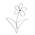 One line chamomile camomile daisy wheel flower silhouette icon. Hand drawn line art drawing. Floral design element. Minimalism. Royalty Free Stock Photo