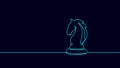 One line chess knight silhouette drawing. Continuous line sketch play strategy game graphic object element business