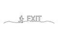 one line continuous drawing left exit. Vector illustration. stock image.