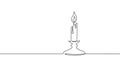 One line continuous lightning candle symbol concept. Silhouette of burning memorial ceremony church tradition. Digital