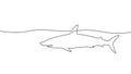 One line continuous shark cyber security symbol concept. Silhouette ocean sea fish aggressive predatory technology icon Royalty Free Stock Photo