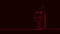 One line continuous vine bottle flass symbol concept. Silhouette of alcoholic drink vermouth. Digital white single line