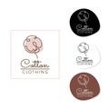 One line cotton logo,icon,label.Stickers and emblems.Clothing decorative elements.continuous line icon cotton isolated