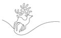 One line design silhouette of deer.hand drawn minimalism style.vector illustration. Continuous one line bouncing deer