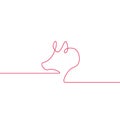 One line design silhouette of pig. Minimalistic style vector illustration. Flat style. Royalty Free Stock Photo