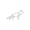 One line dog design silhouette. German Shepherd. Hand drawn vector illustration