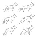 One line dog design silhouette. German Shepherd. Hand drawn vector illustration