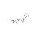 One line dog design silhouette. German Shepherd. Hand drawn vector illustration