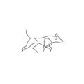 One line dog design silhouette. German Shepherd. Hand drawn vector illustration