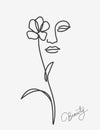 One line drawing. Abstract beautiful girl with flower. Female beauty icon.