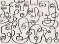 One line drawing abstract face abstract pattern Royalty Free Stock Photo