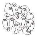 One line drawing abstract face abstract pattern Royalty Free Stock Photo