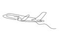 One line drawing of airplane minimalism hand drawn sketch lineart design. Vector transportation and travel theme