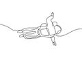 One line drawing astronaut flying on space minimalism design isolated on white background Royalty Free Stock Photo