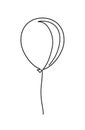 One line drawing balloon sketch isolated on white background. Continuous one line drawing. Abstract air balloon. Vector