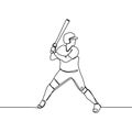 One line drawing of baseball player ready to hit the ball vector illustration Royalty Free Stock Photo